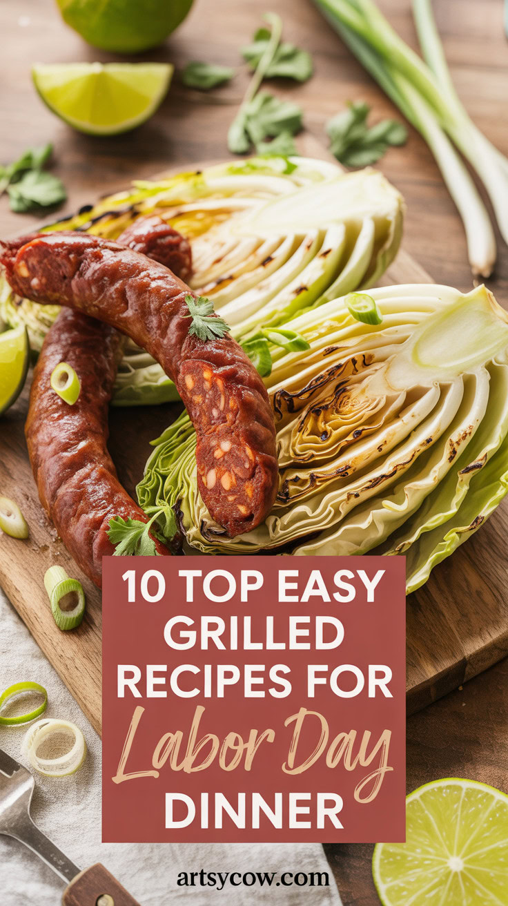 Top Easy Grilled Recipes For Labor Day Dinner - pin-5-Easy Grilled Chorizo with Charred Cabbage Steaks-2