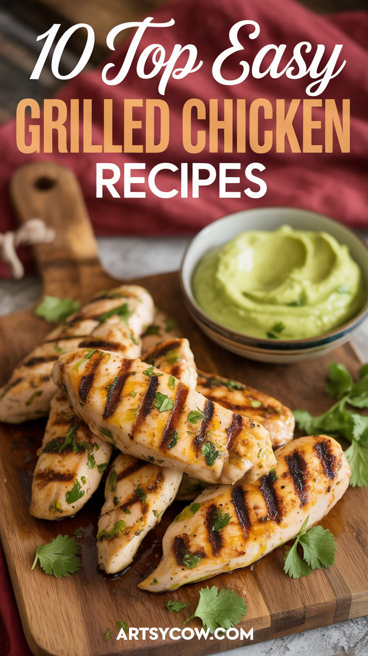 Top Easy Grilled Chicken Recipes - pin-5-Easy Lime Cilantro Grilled Chicken Tenders-4