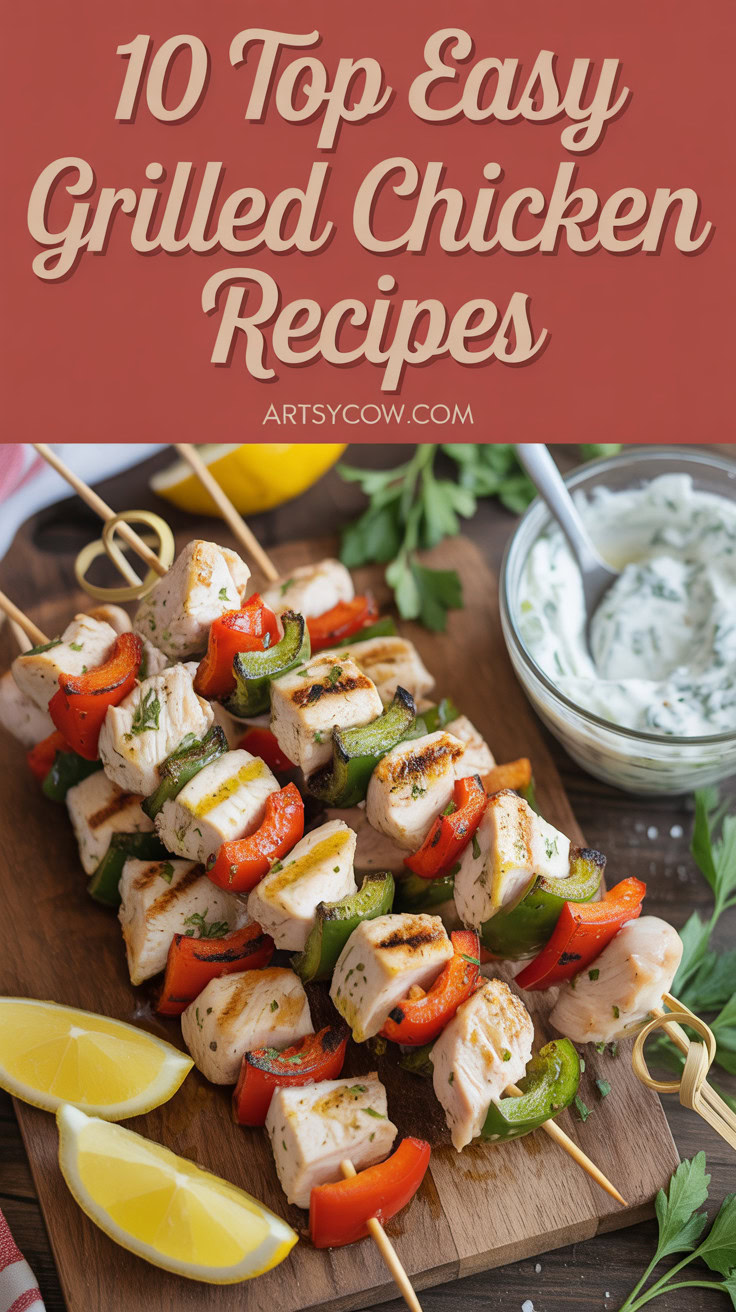 Top Easy Grilled Chicken Recipes - pin-6-Easy Mediterranean Grilled Chicken Skewers-3