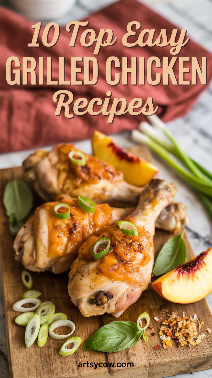 Top Easy Grilled Chicken Recipes - pin-7-Easy Peach Glazed Grilled Bone-In Chicken Legs-4