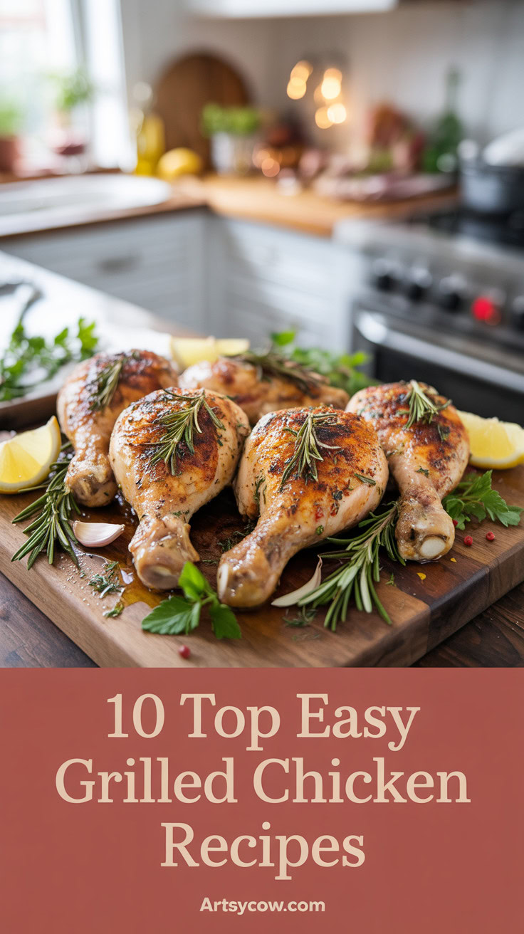 Top Easy Grilled Chicken Recipes - pin-8-Easy Rosemary Garlic Grilled Chicken Leg Quarters-2