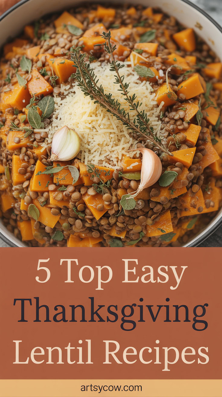 Top Easy Thanksgiving Lentil Recipes - pin-1-Thanksgiving Lentil and Butternut Squash Risotto-3