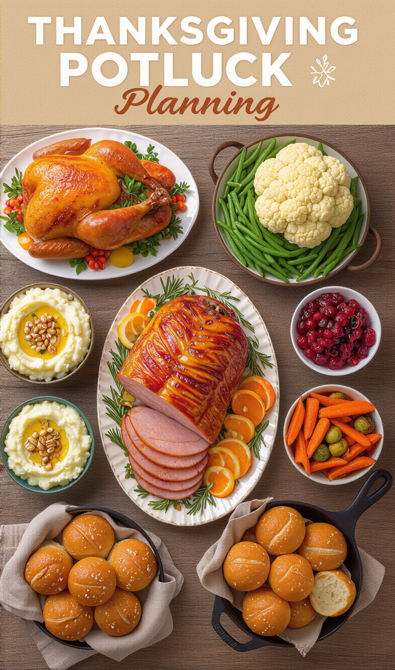 Top Secrets of Thanksgiving Potluck Party - pin-1-with-title-Plan the menu by category.-2