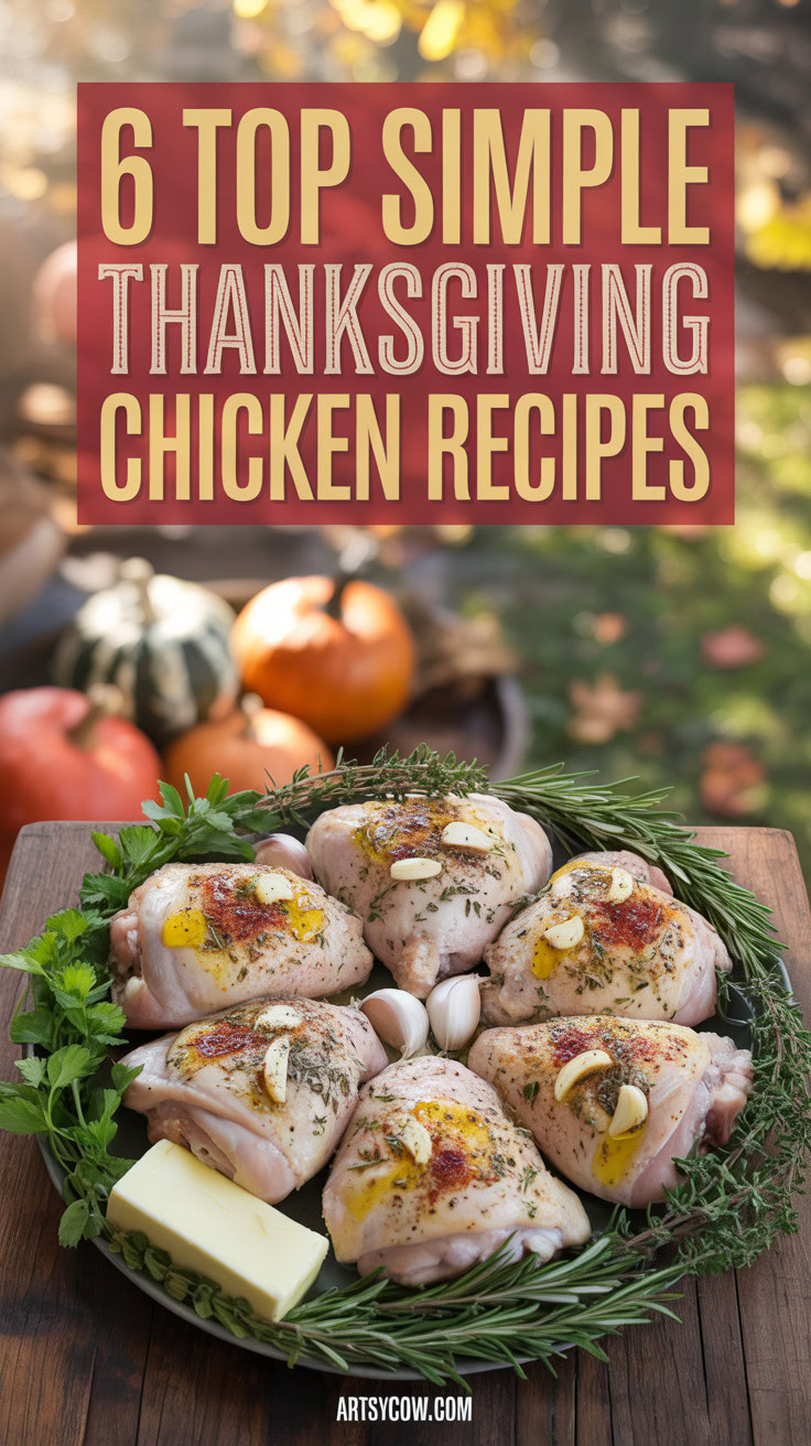 Top Simple Thanksgiving Chicken Recipes - pin-2-Thanksgiving Garlic Herb Butter Chicken Thighs-2