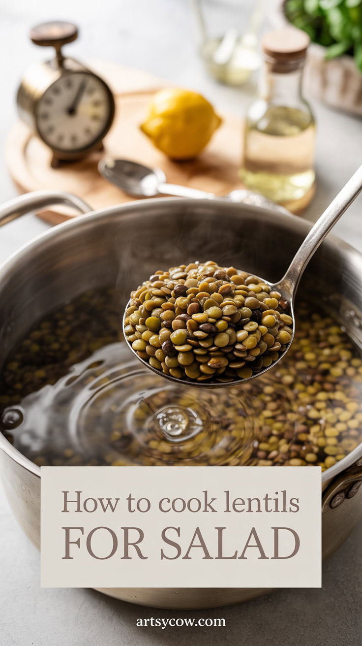 how to cook lentils for salad - pin-3-with-title-Don't overcook them.-4