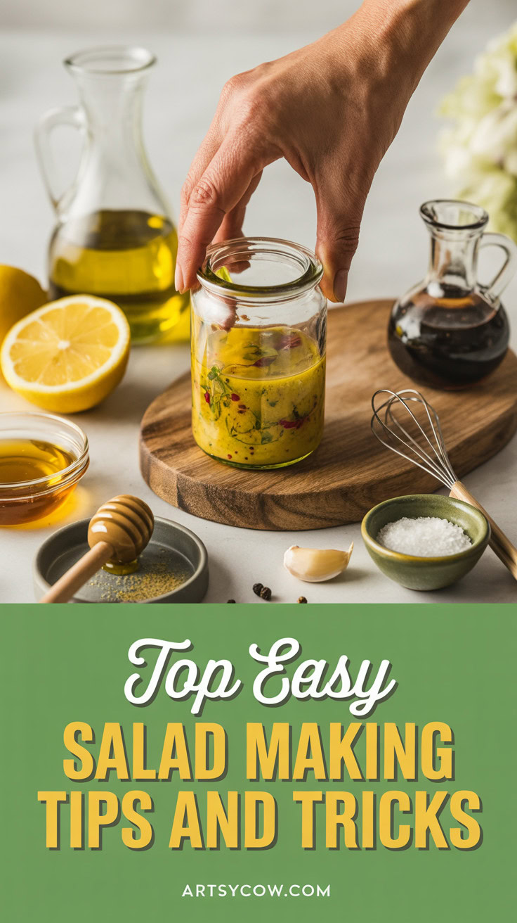 Top Easy Salad Making Tips and Tricks - pin-3-with-title-Make a simple dressing.-3