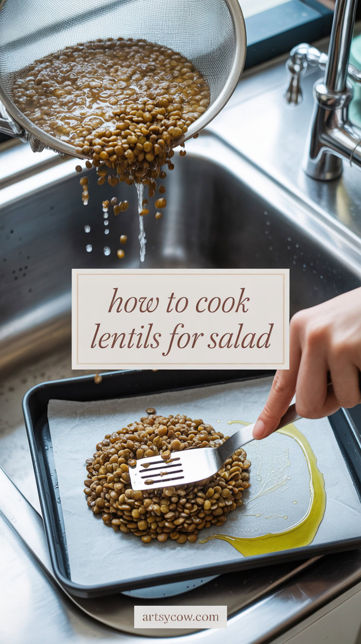 how to cook lentils for salad - pin-4-with-title-Drain and cool them well.-3