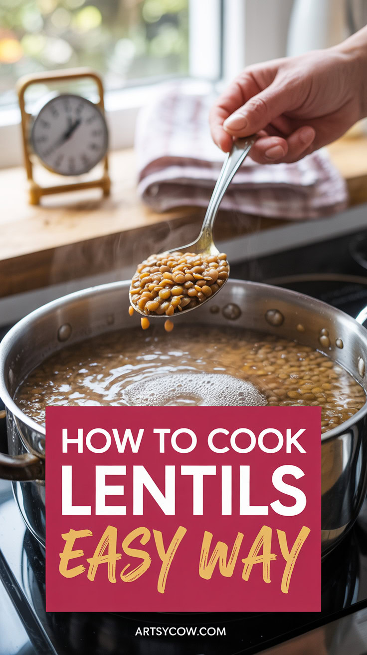 How To Cook Lentils Easy Way - pin-5-with-title-Taste as they cook.-4