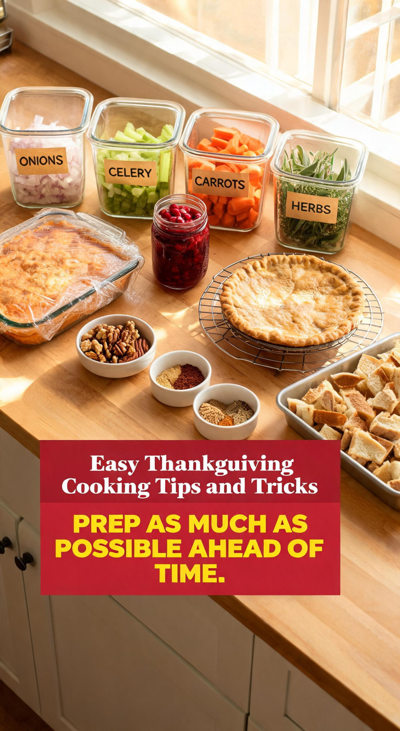 Easy Thanksgiving Cooking Tips and Tricks - pin-1-with-title-Prep as much as possible ahead of time.-1