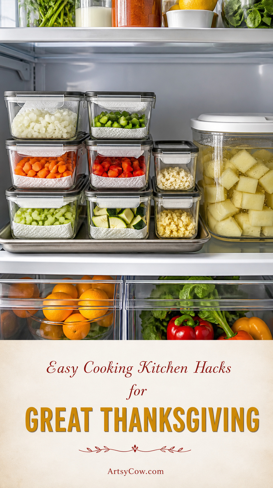 Easy Cooking Kitchen Hacks for Great Thanksgiving - pin-1-with-title-Prep vegetables the day before.-2