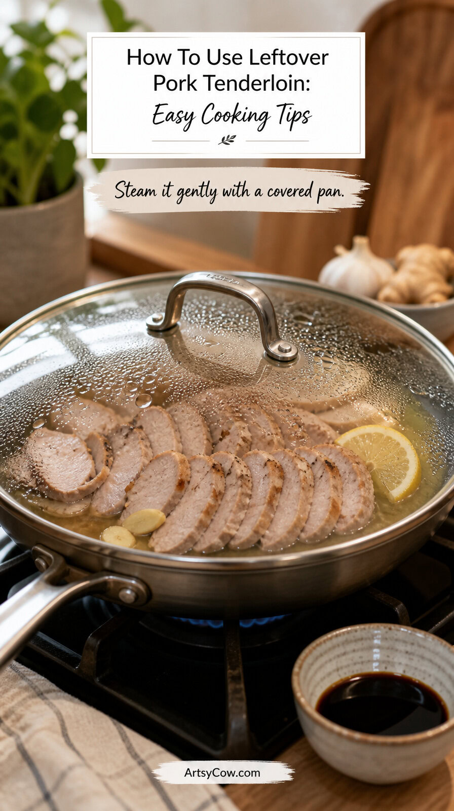 How To Use Leftover Pork Tenderloin: Easy Cooking Tips - pin-3-with-title-Steam it gently with a covered pan.-4