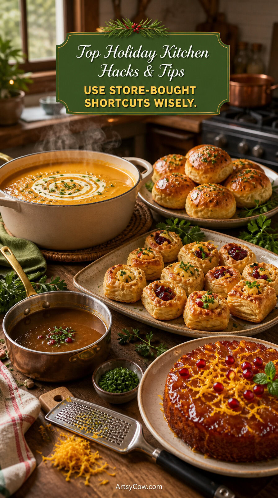 Top Holiday Kitchen Hacks & Tips - pin-3-with-title-Use store-bought shortcuts wisely.-1