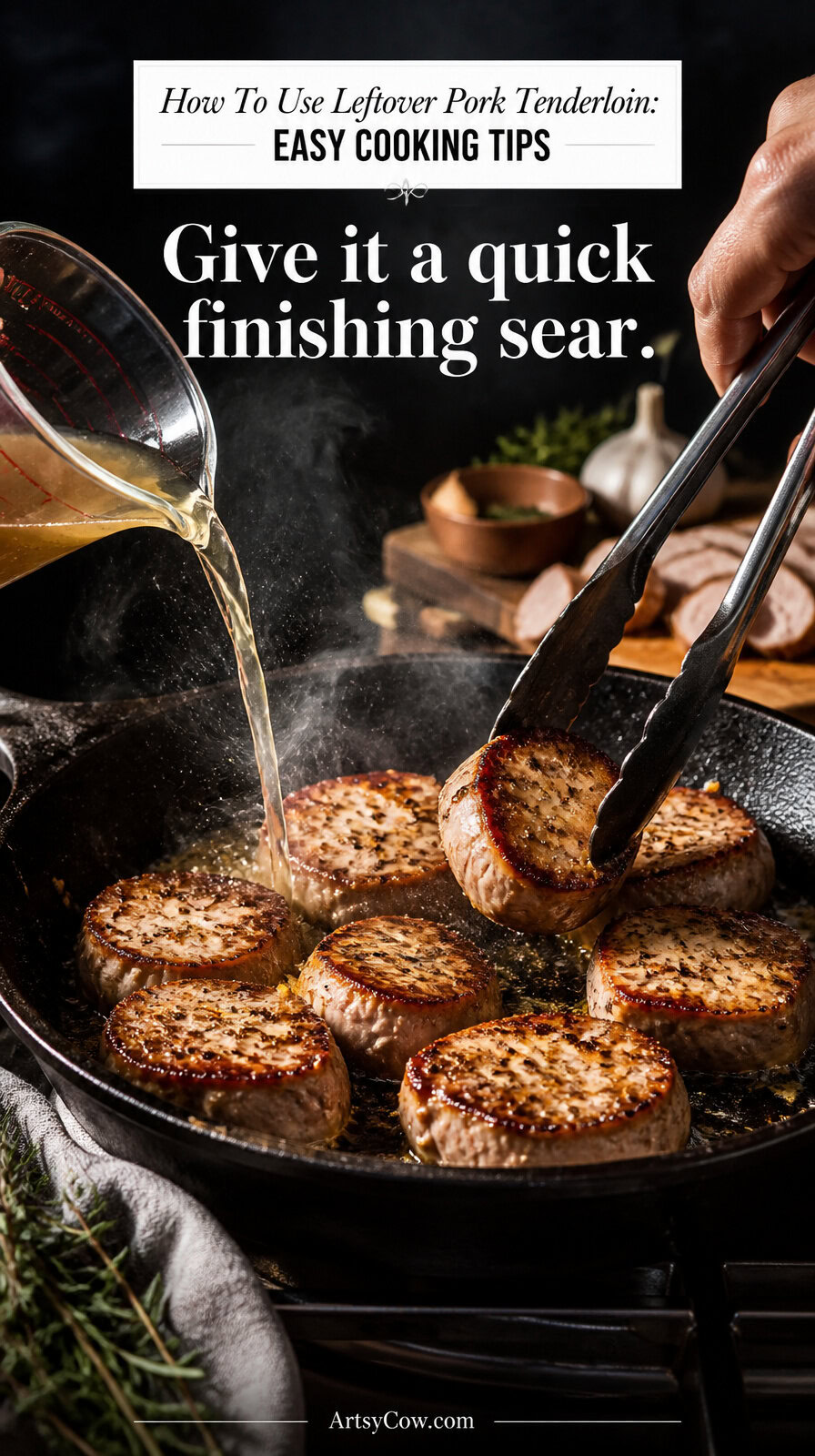 How To Use Leftover Pork Tenderloin: Easy Cooking Tips - pin-4-with-title-Give it a quick finishing sear.-2