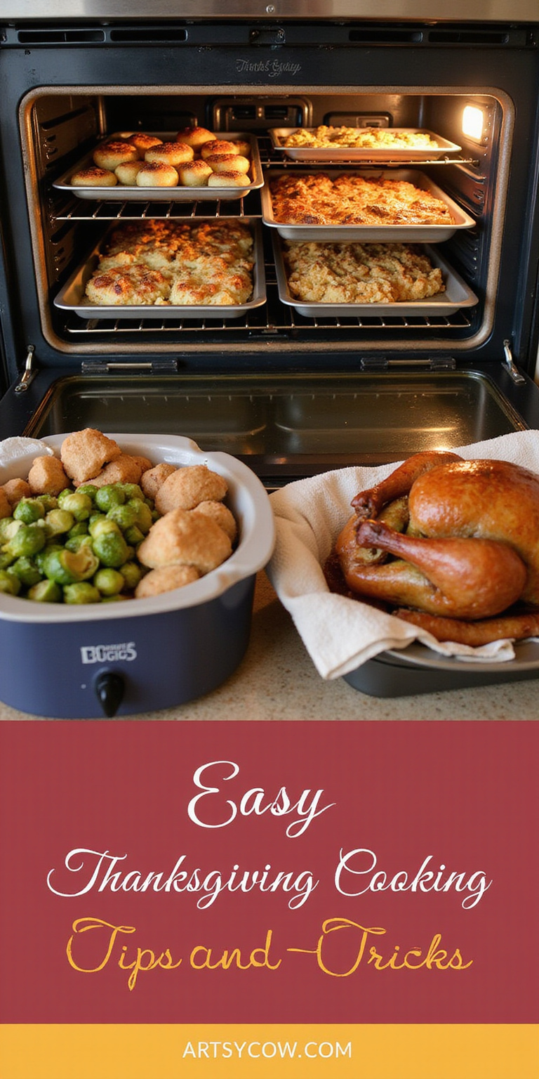 Easy Thanksgiving Cooking Tips and Tricks - pin-5-with-title-Keep the oven organized.-4