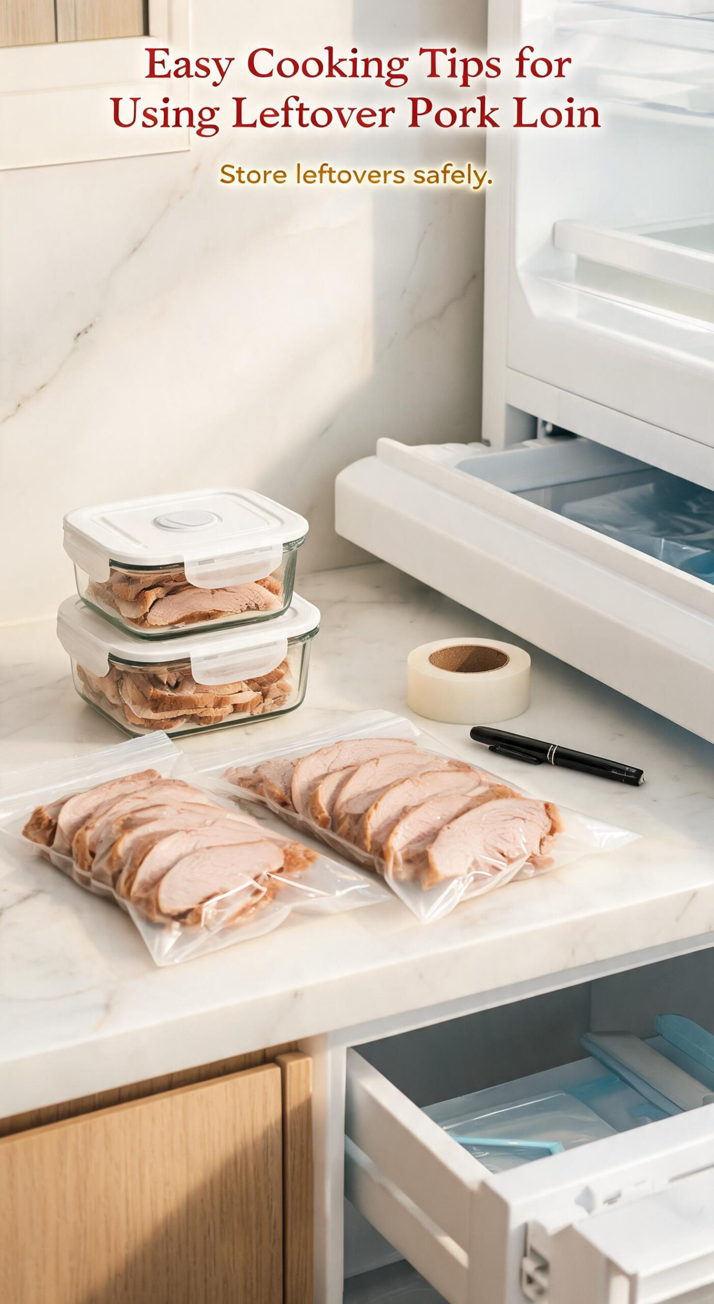 Easy Cooking Tips for Using Leftover Pork Loin - pin-5-with-title-Store leftovers safely.-4