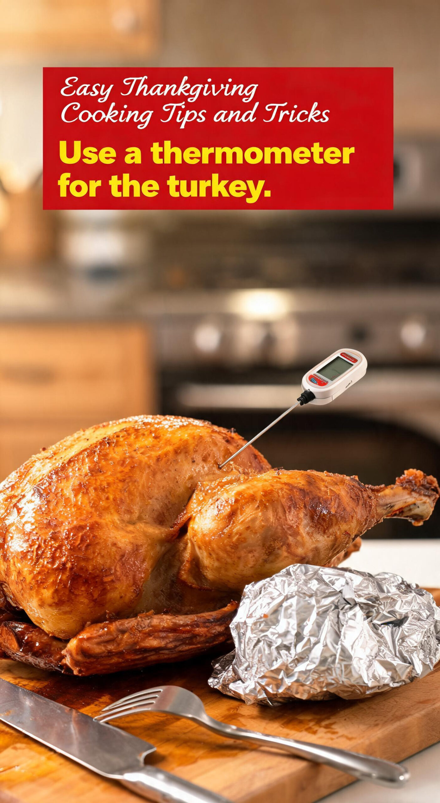 Easy Thanksgiving Cooking Tips and Tricks - pin-6-with-title-Use a thermometer for the turkey.-1