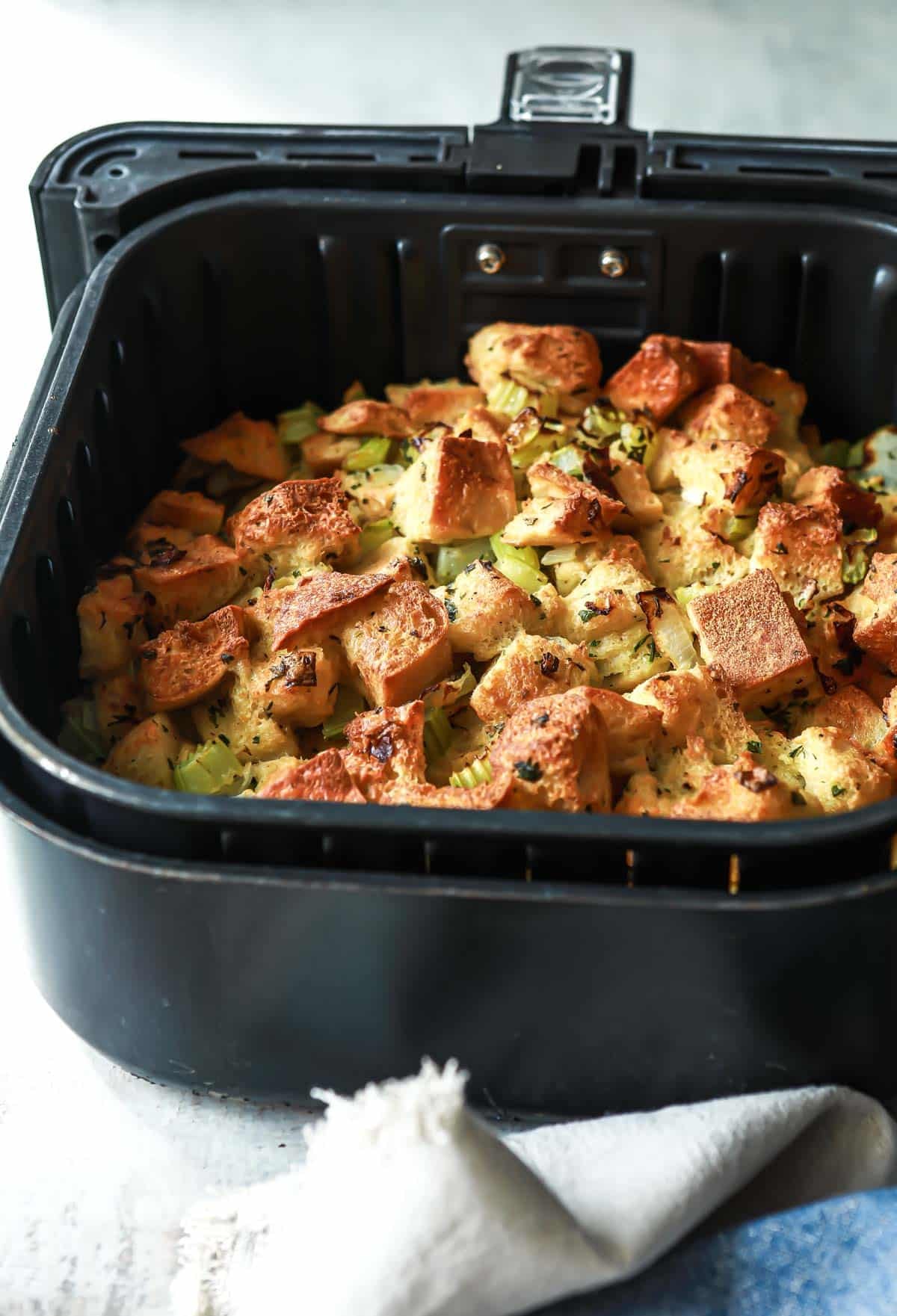 Simple and Easy Air Fryer Recipes for Thanksgiving - 3-Air Fryer Stuffing-Air-Fryer-Stuffing-Culinary-Hill-LR-06