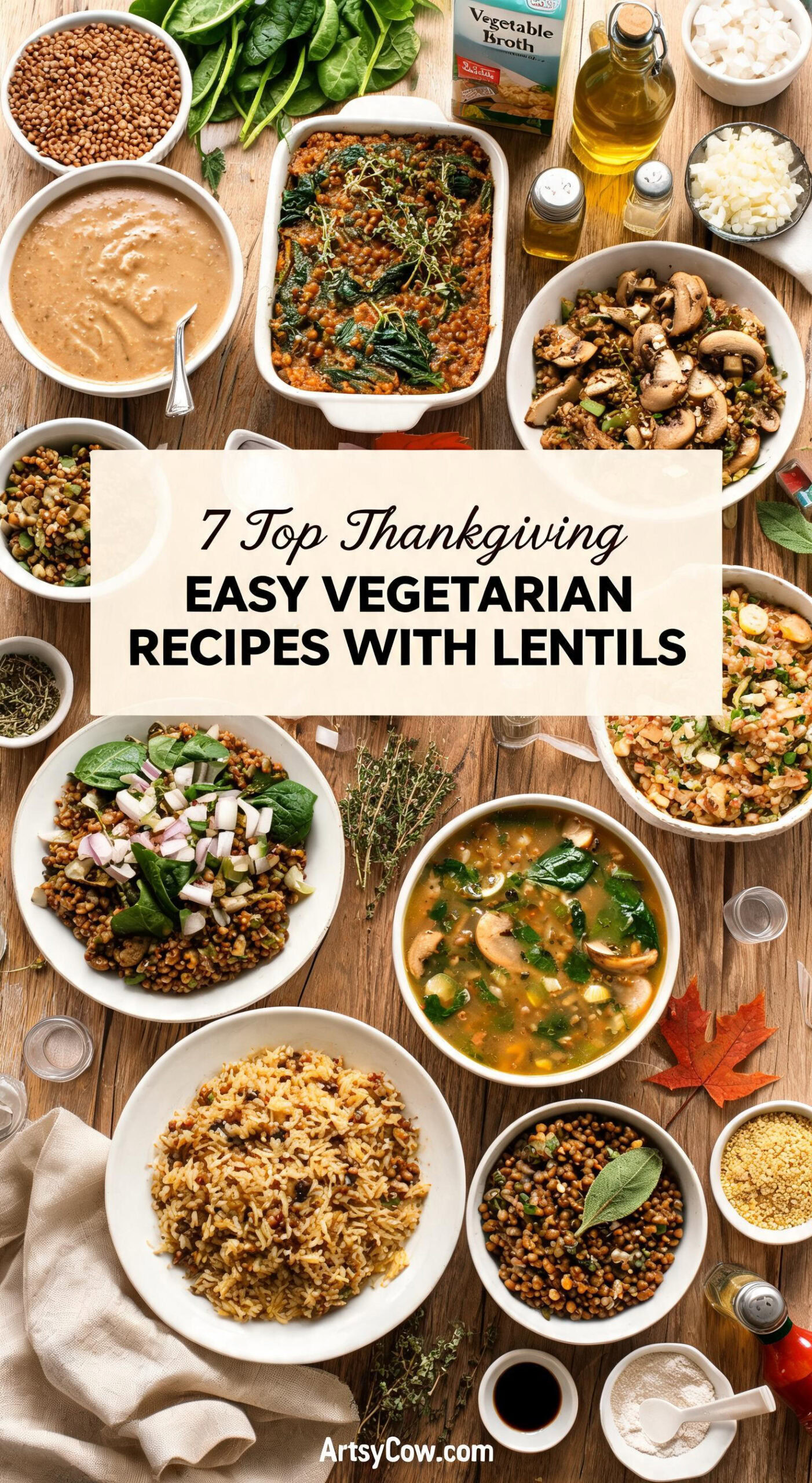Top Thanksgiving Easy Vegetarian Recipes With Lentils - pin-7-Thanksgiving Lentil and Spinach Gravy-3