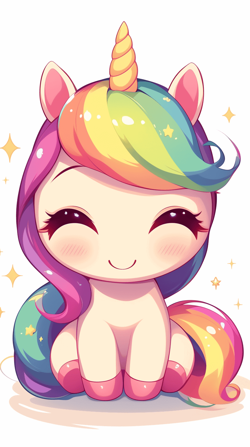 Happy Kawaii Unicorn Drawing