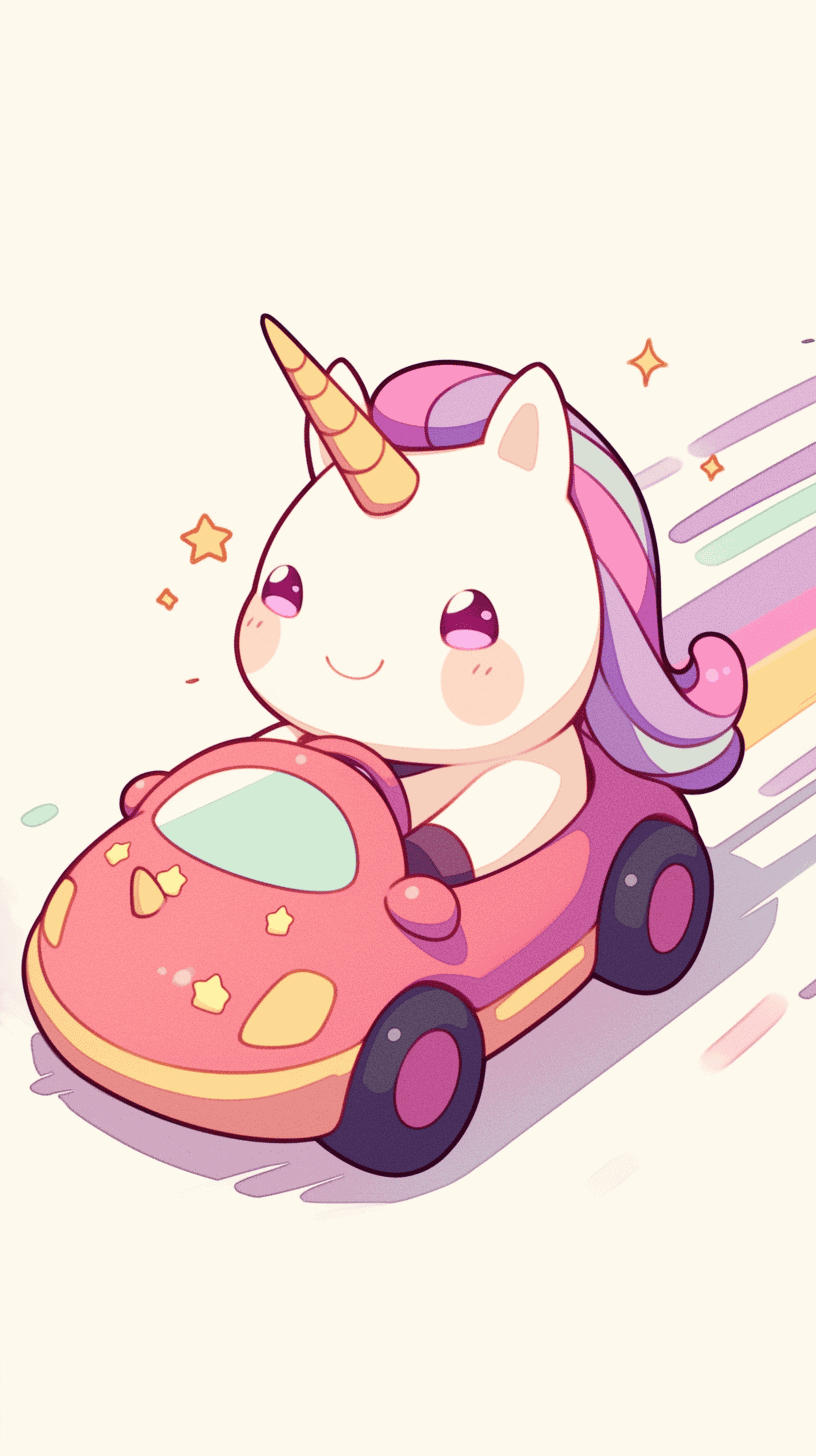 Kawaii Unicorn's Joyful Ride