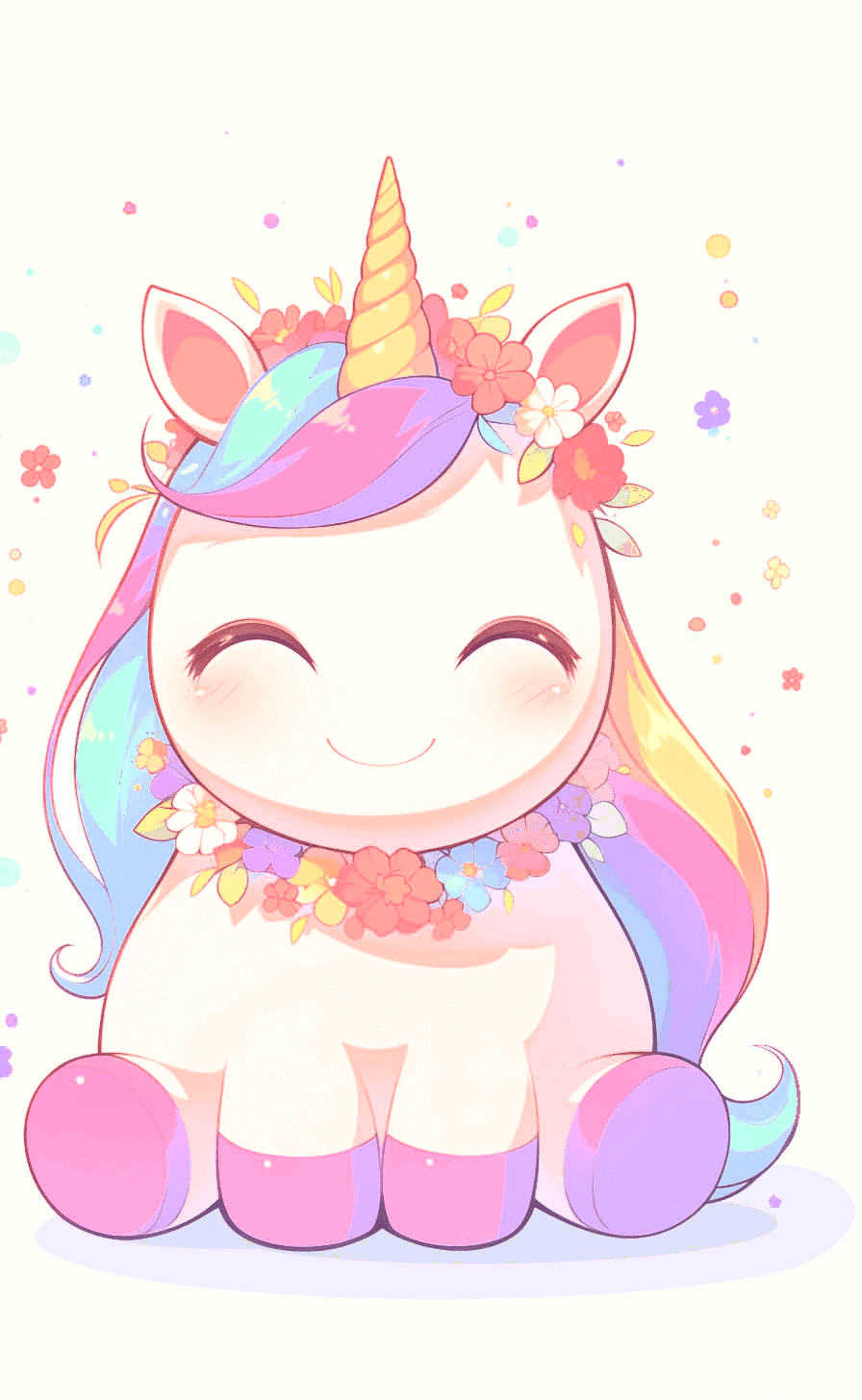 Floral Crown Kawaii Unicorn