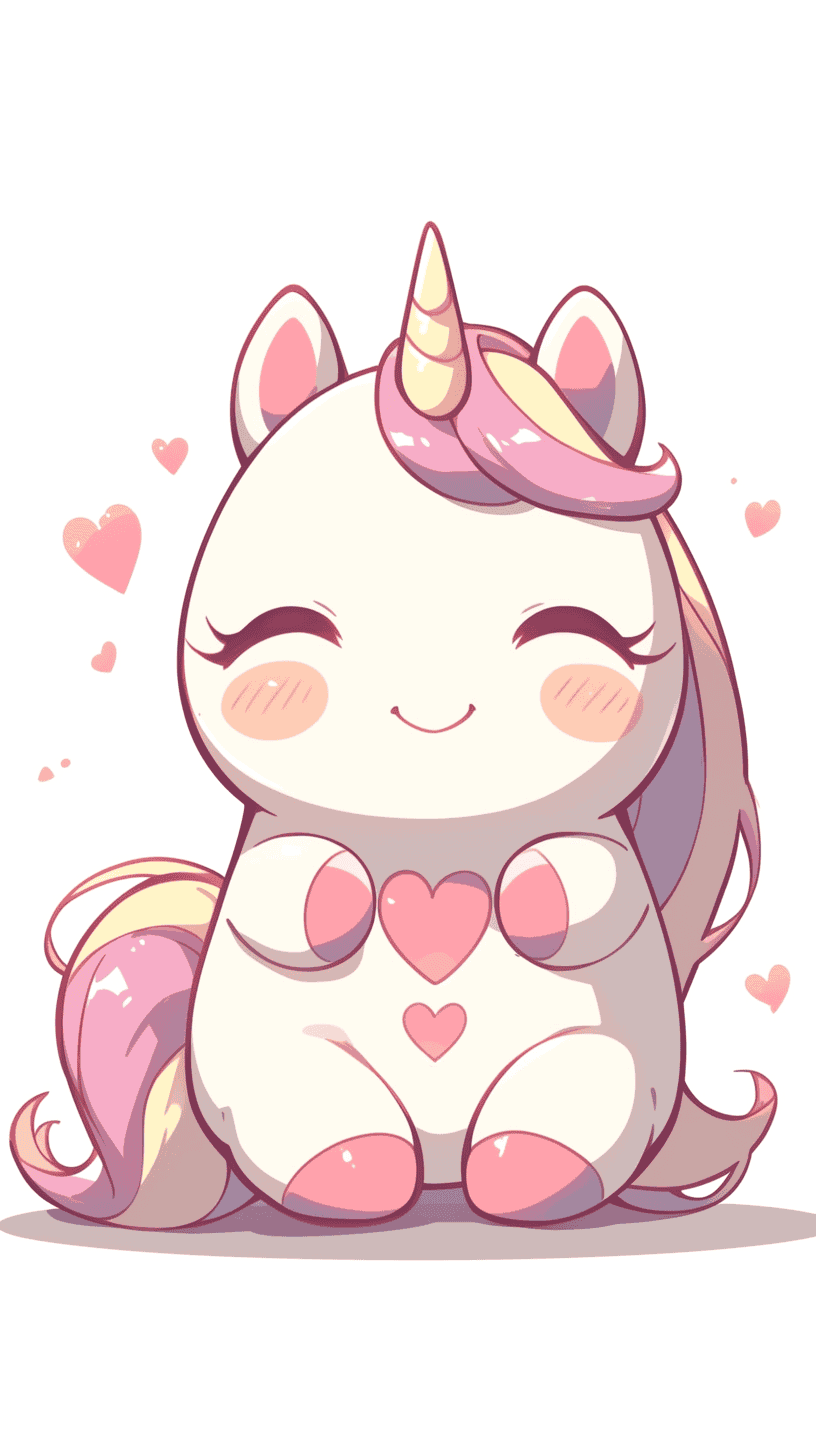 Kawaii Unicorn with Hearts
