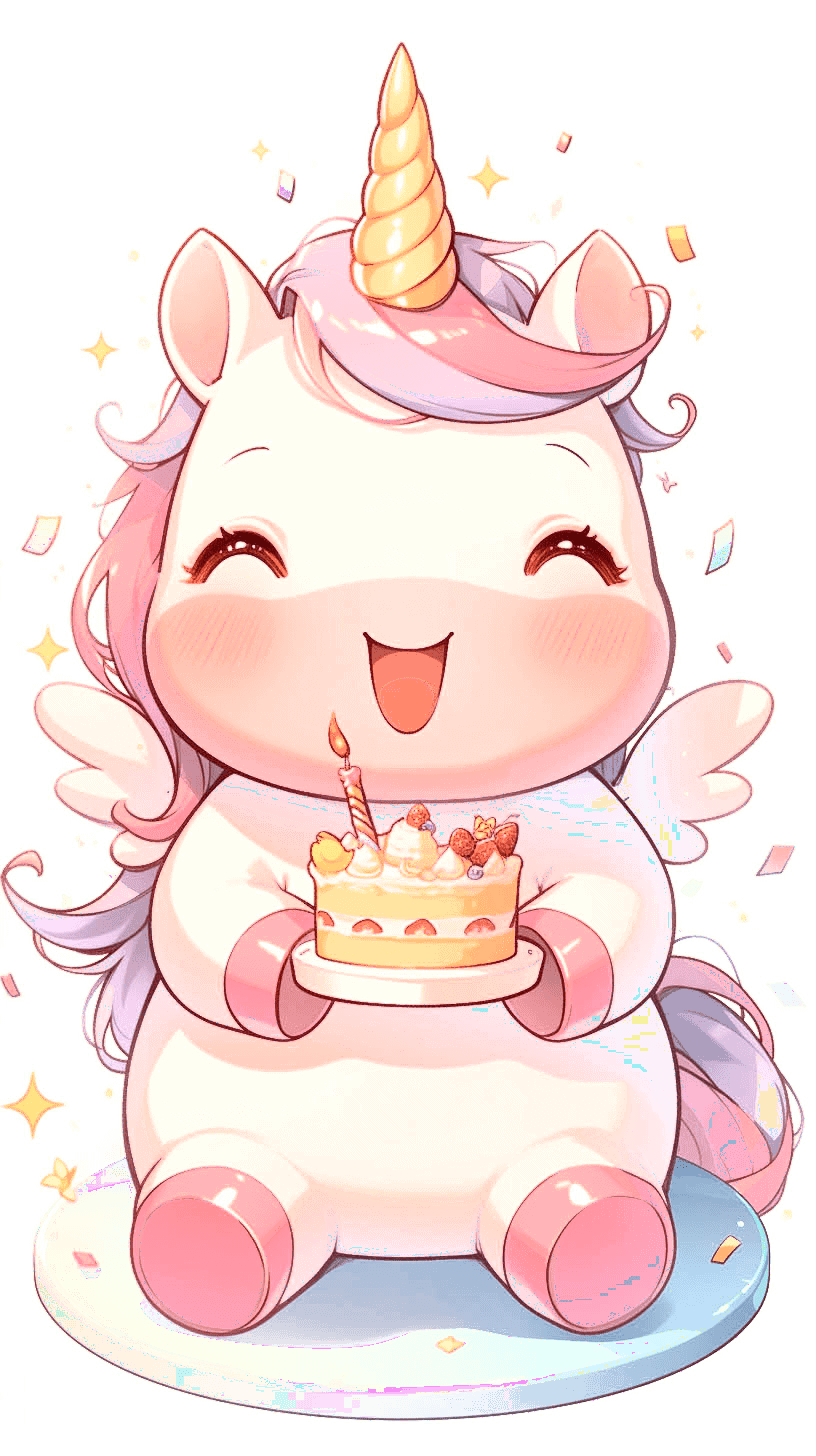 Unicorn Joy with Birthday Cake