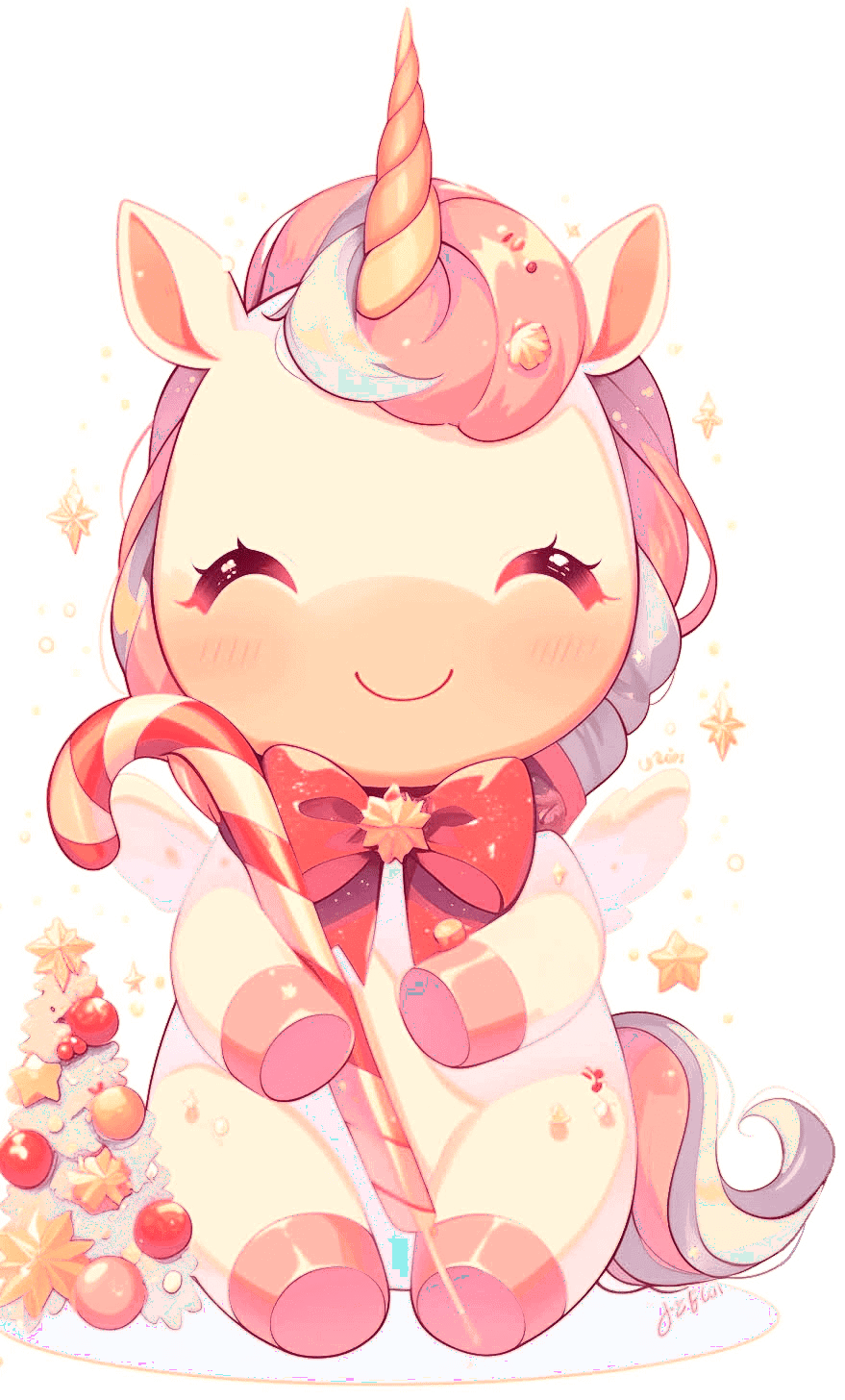 Sweet Unicorn with Candy Cane