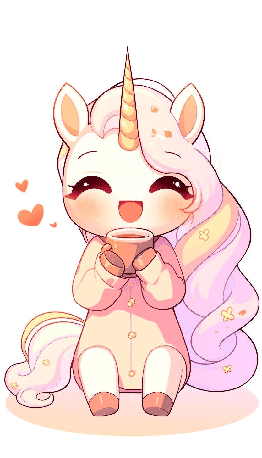 Cozy Unicorn Sipping Cocoa