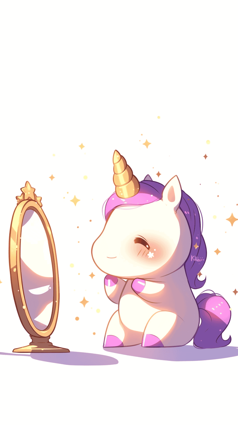 Enchanted Unicorn in Reflective Bliss