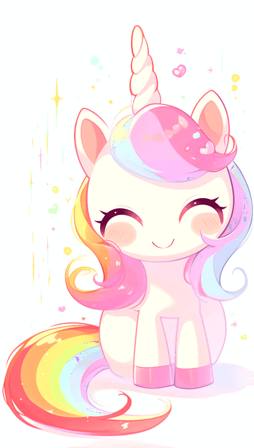 Rainbow Tail Kawaii Unicorn