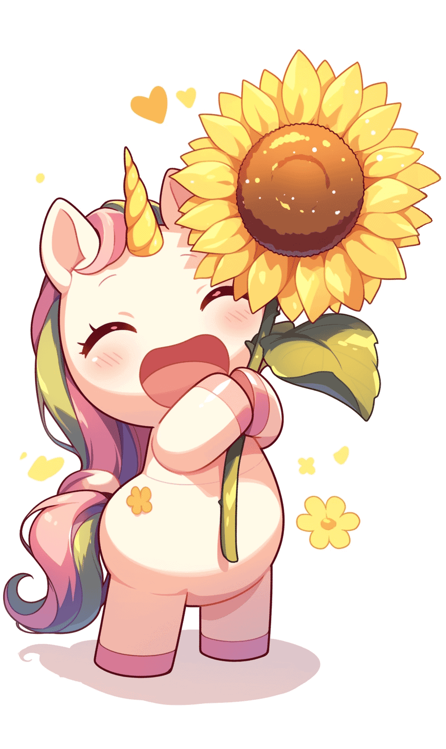 Sunflower Hug Kawaii Unicorn