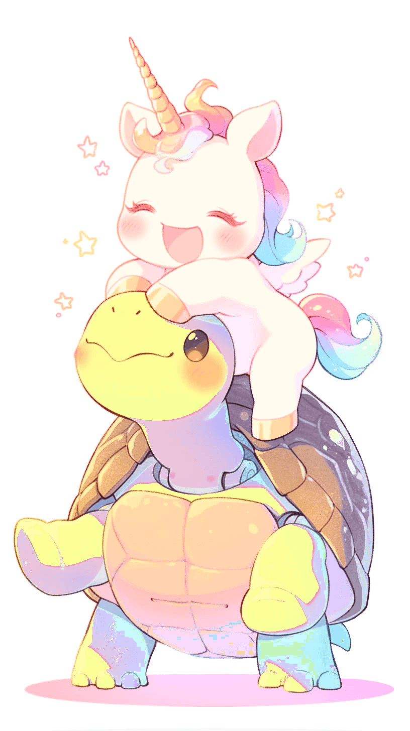 Turtle Ride Kawaii Unicorn