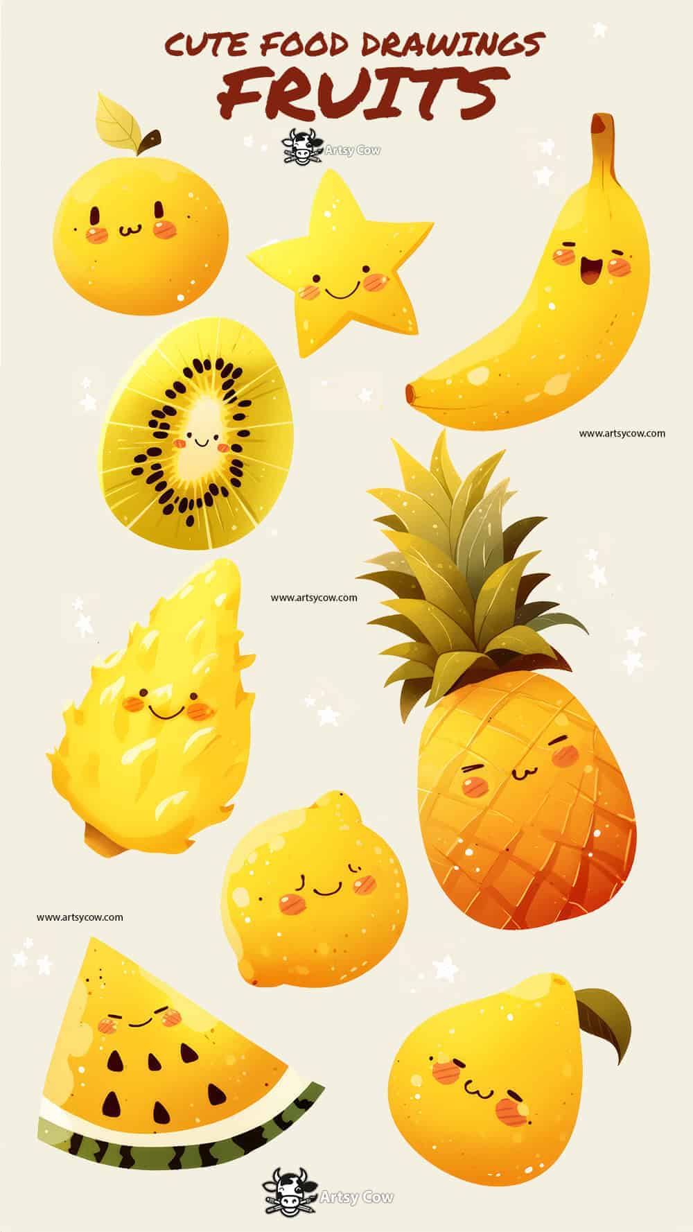 Sunshine Fruits in Kawaii Style